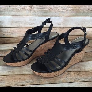 Unisa Black Wedged Sandals